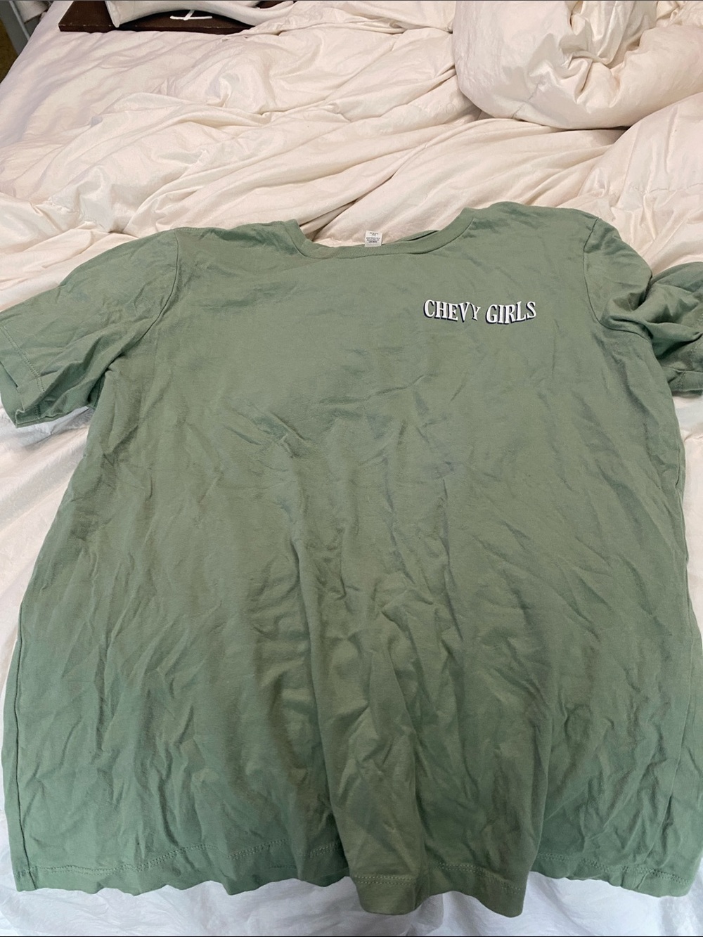 Bella Canvas Olive Green 'Chevy Girls' Short Sleeve Tee